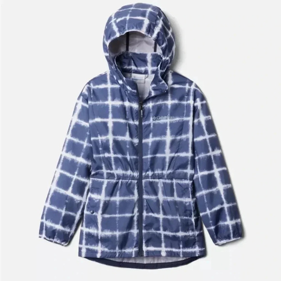 Columbia Girls Size S 7/8 Packable “Punchbowl” water-resistant jacket Blue/White - Picture 1 of 7